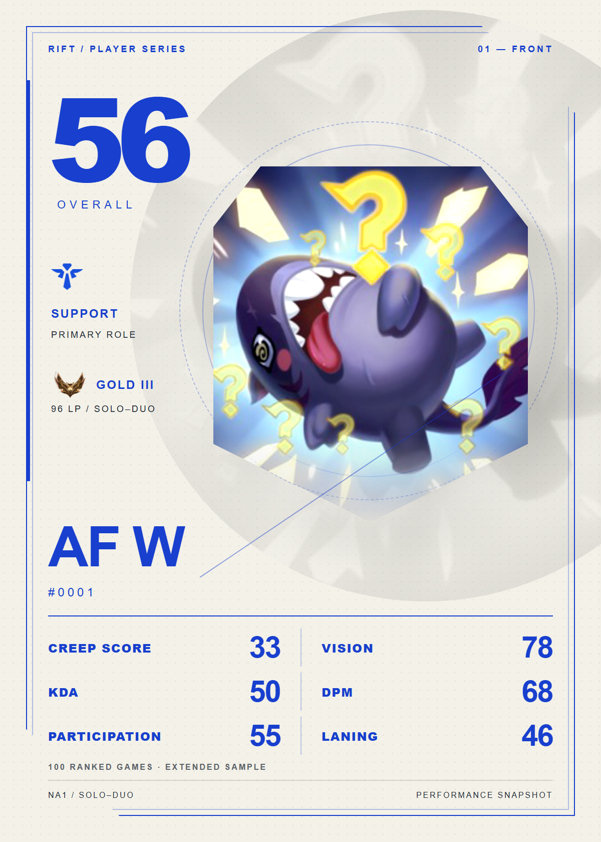 AF W#0001 front card